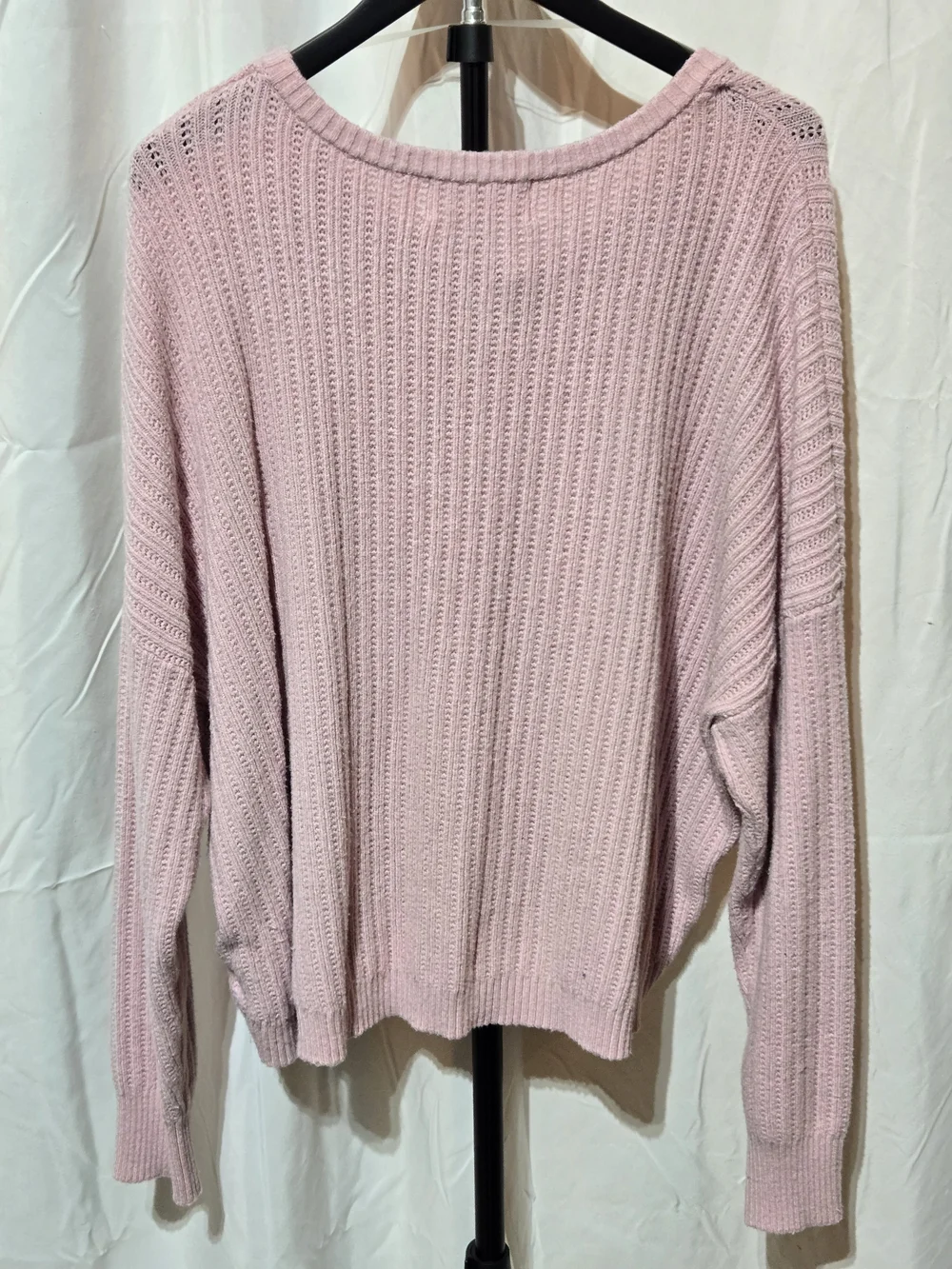 No Boundaries Light Pink Waffle Henley Sweater - Picture 4 of 6